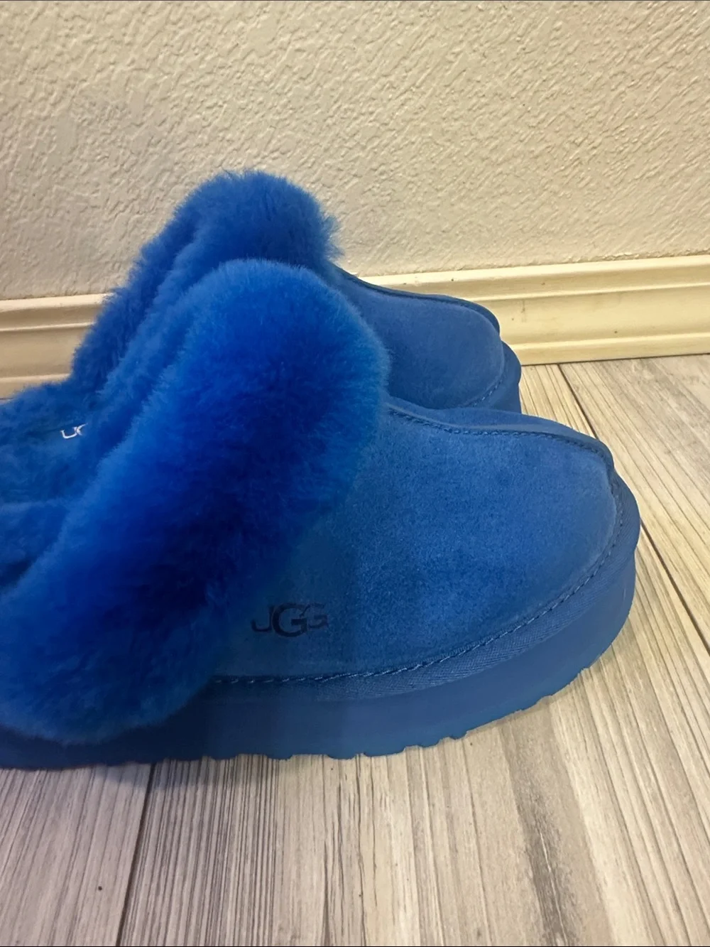 UGG Electric Blue Shearling Slip-On Mules - Picture 7 of 9